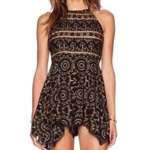 Intimately Free People Women's High Halter Neck Romper Playsuit Side Cutouts L